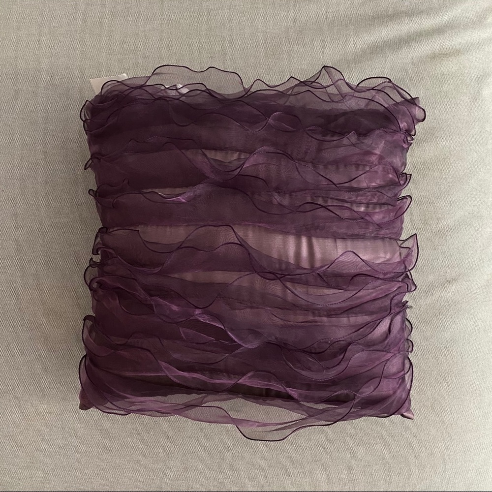 NEW purple ruffled decorative pillow